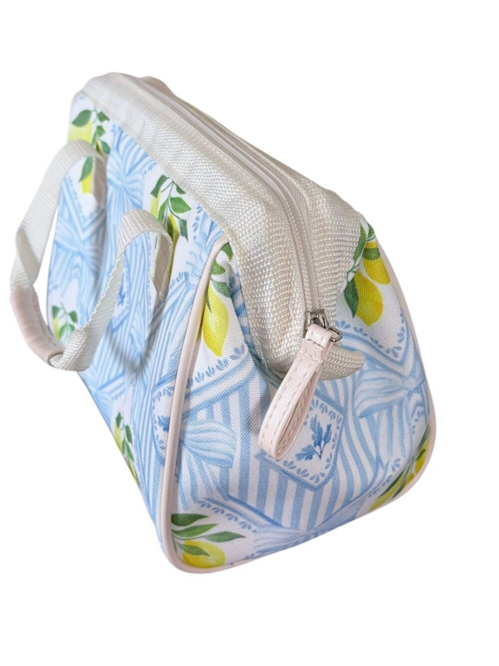 NEW Ollie & Olivia Insulated Lunch Box Tote Blue Striped Lemon Pattern NWT - Picture 5 of 7